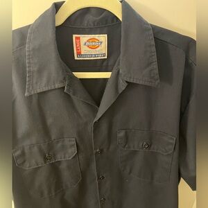 Dickies Men's Dark Blue vintage work shirt short sleeve Casual Button Down Shirt